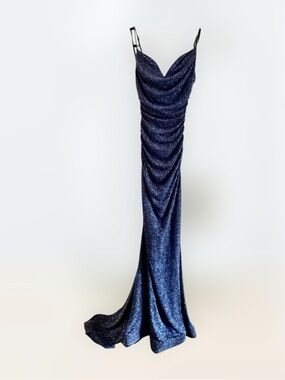Windsor Navy Sparkle Cowl Neck Maxi Dress